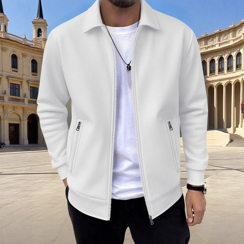 Fashionable casual men's leisure jacket with relaxed fit and practical zippered pockets Lune London