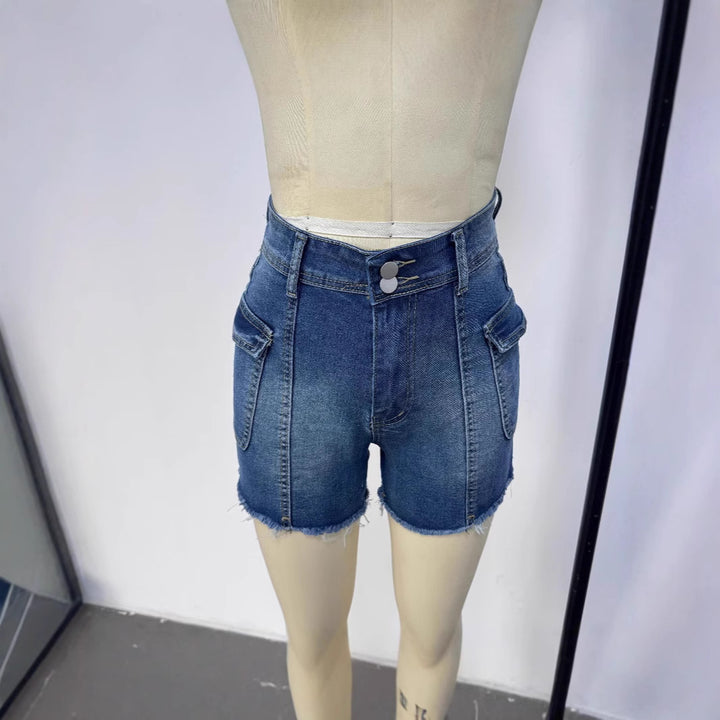Women's Denim Shorts with High Waist and Patch Pockets Lune London