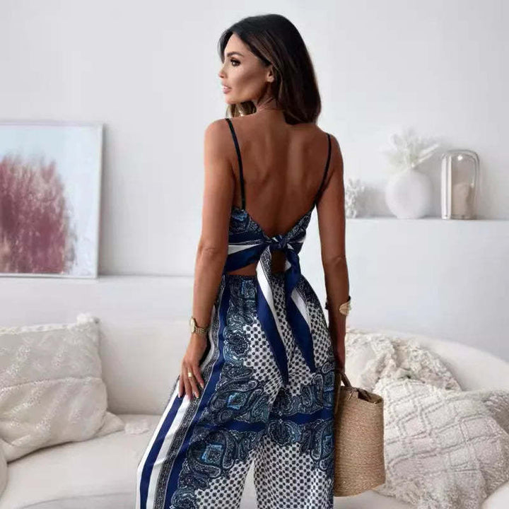 Ladies jumpsuit with wide legs and elegant pattern Lune London
