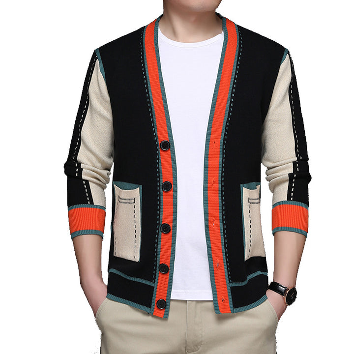 Fashion knit jacket for men with contrasting details and practical pockets Lune London