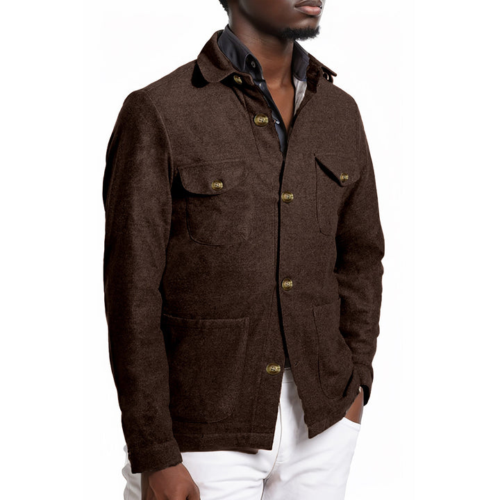 Modern utility jacket for men with practical high collar and applied pockets Lune London