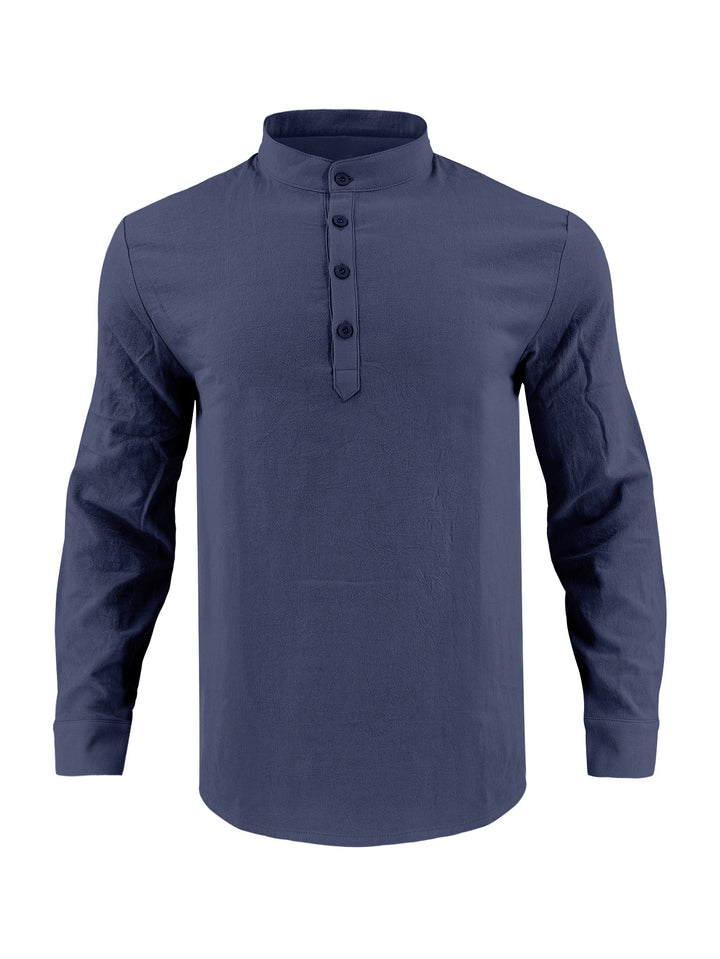 Elegant long-sleeved shirt for men with fashionable high collar and textured surface Lune London