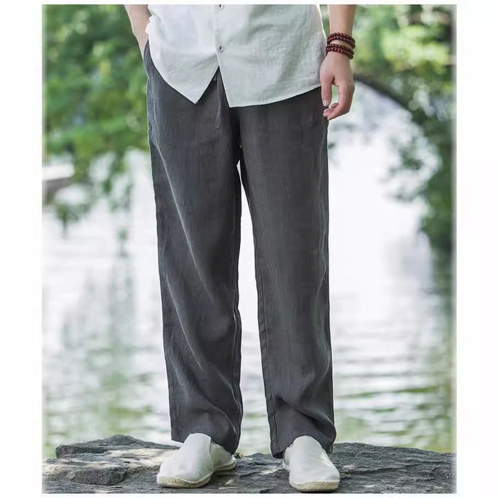 Casual linen pants for men with elastic waist and practical side pockets Lune London