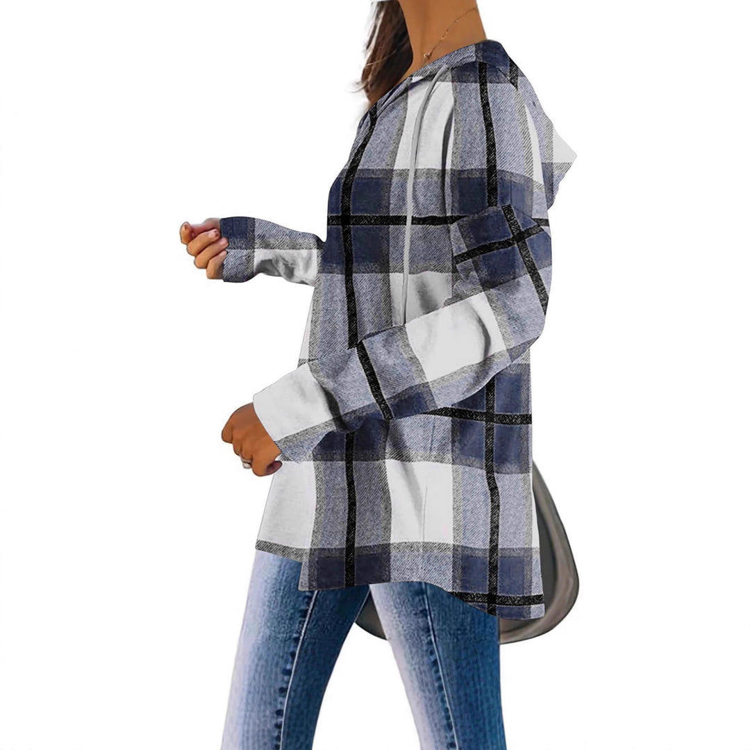 Women’s hoodie with checkered design and V-neck Lune London