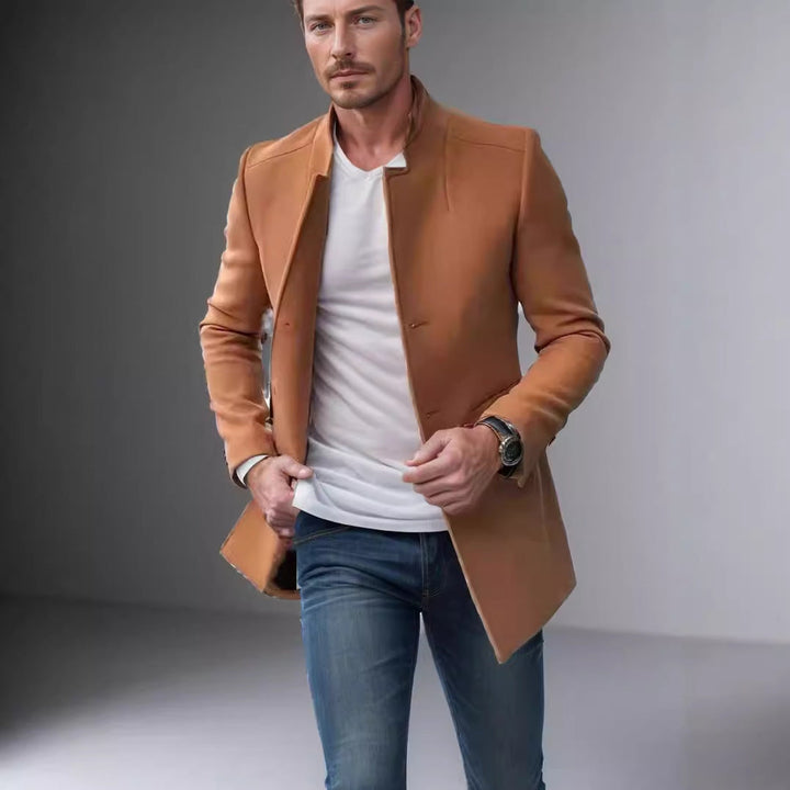 Men's Modern Blazer with Straight Cut and Elegant Stand-Up Collar Lune London