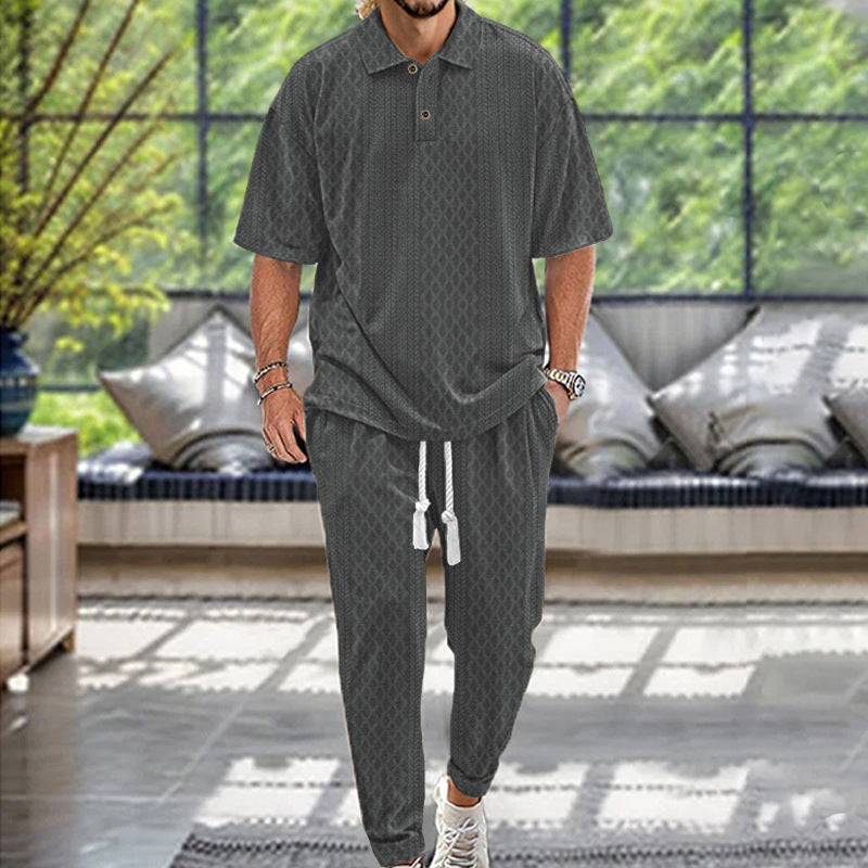 Relaxed-Fit Leisure Suit for Men with Contrasting Details and an Elastic Waist Lune London