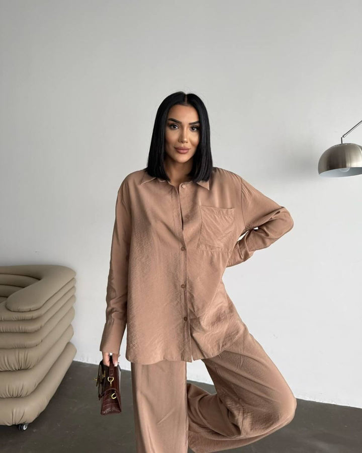 Women's Long-Sleeved Silk Shirt with Fine Structure Lune London