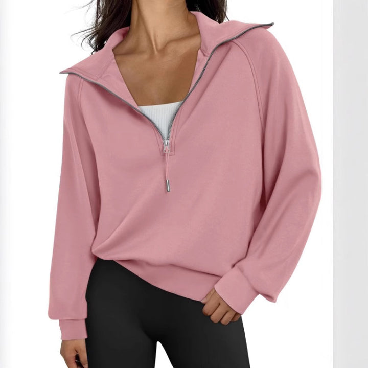 Casual pullover for women with high collar and zip Lune London