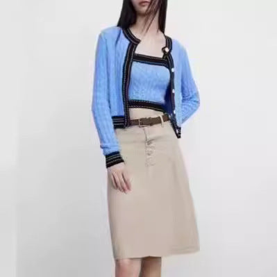 Women's knit jacket with asymmetrical design and contrasting accents Lune London