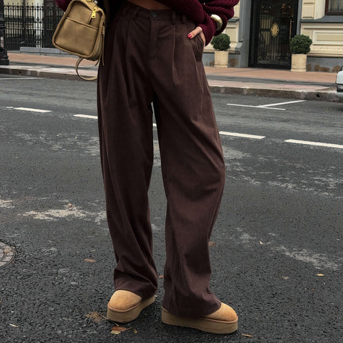 Wide corduroy pants for women with pleats Lune London