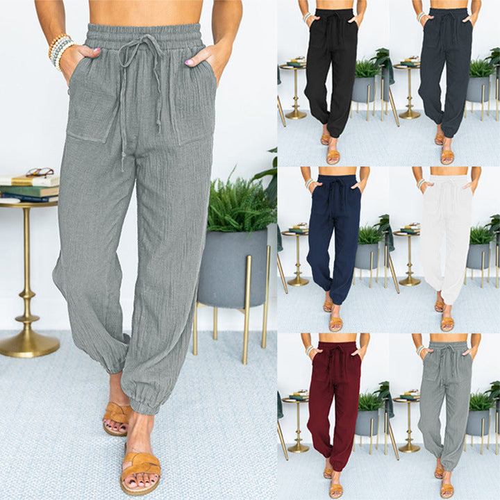 Ladies Airy Leisure Pants with Elastic Waistband and Side Pockets Lune London
