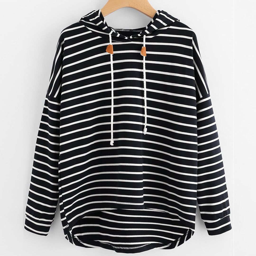 Women striped hoodie with relaxed fit and drawstring Lune London