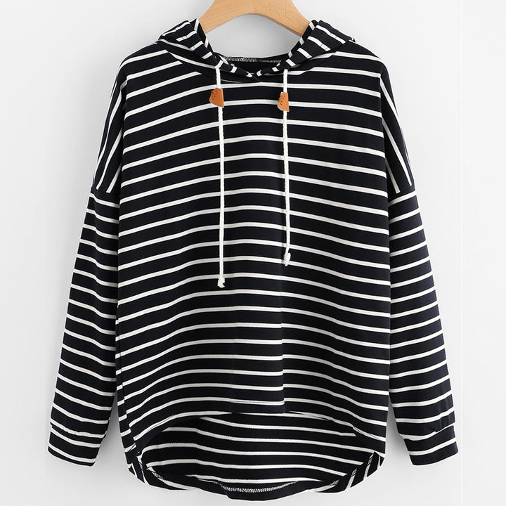 Women striped hoodie with relaxed fit and drawstring Lune London