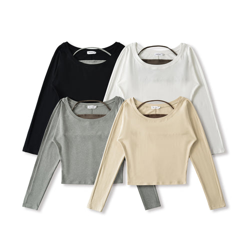 Casual long sleeve t-shirt for ladies with an elegant boat neck and a trendy back detail Lune London