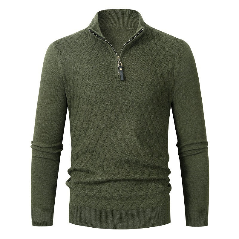Knitted sweater for men with high collar and zipper Lune London