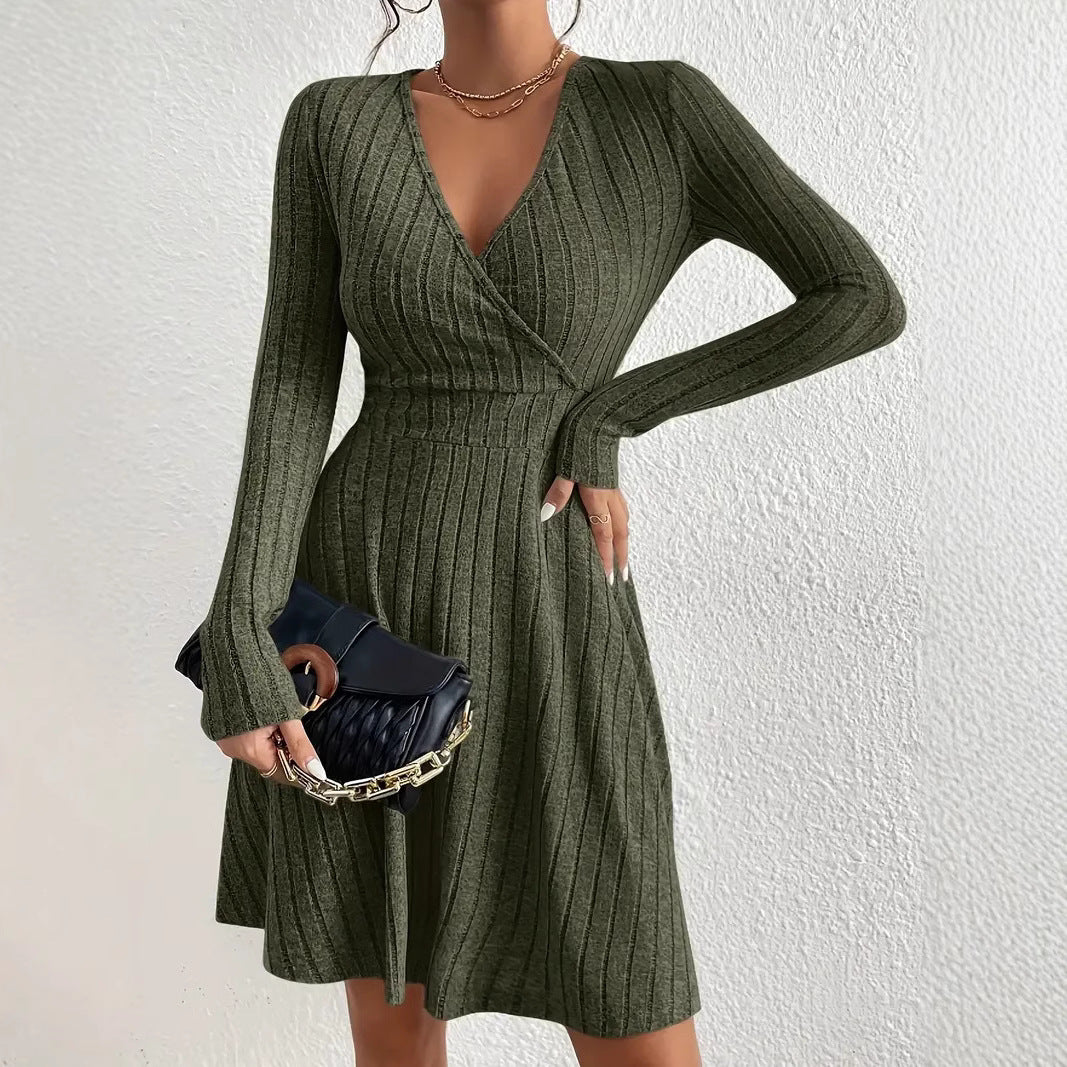 Lune London Long Sleeve Ribbed Wrap Dress for Women