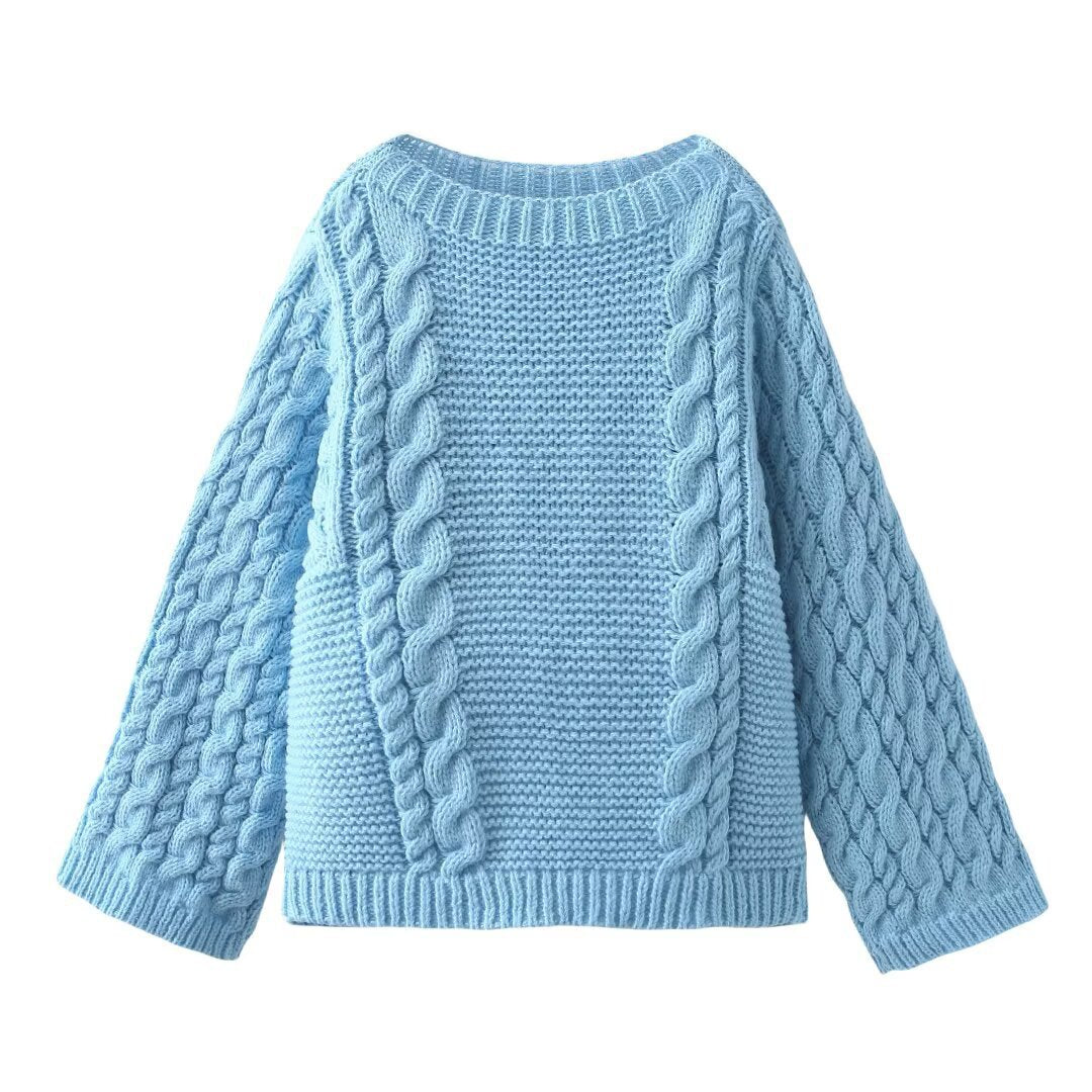 Ladies' knitted sweater with cable pattern and loose fit Lune London