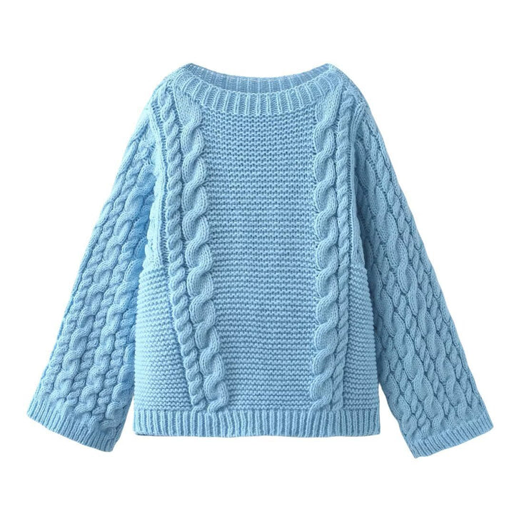 Ladies' knitted sweater with cable pattern and loose fit Lune London
