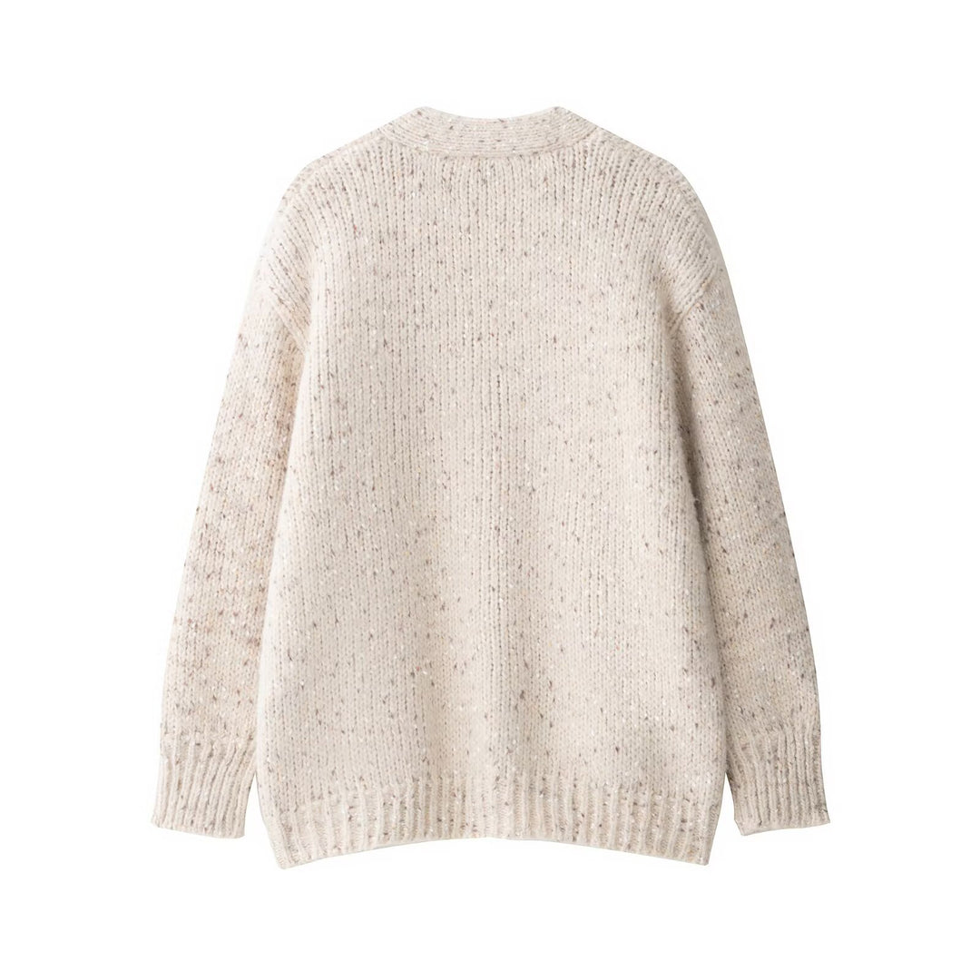Ladies chunky knit cardigan with large patch pockets Lune London