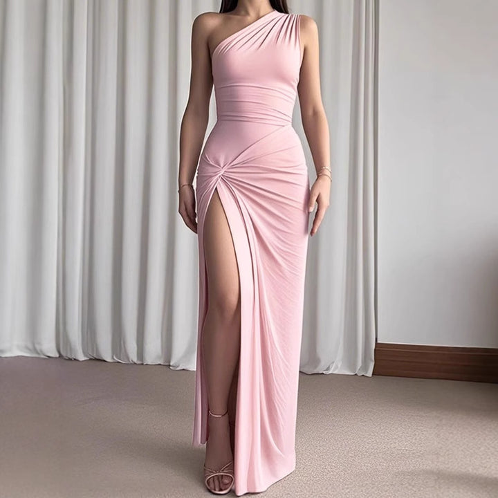 Elegant maxi dress for women with asymmetric cut and sculpting design Lune London