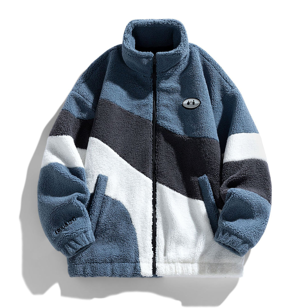 Veste en polaire confortable pour femme avec des blocs de couleur contrastants et un col haut Chic & Stil