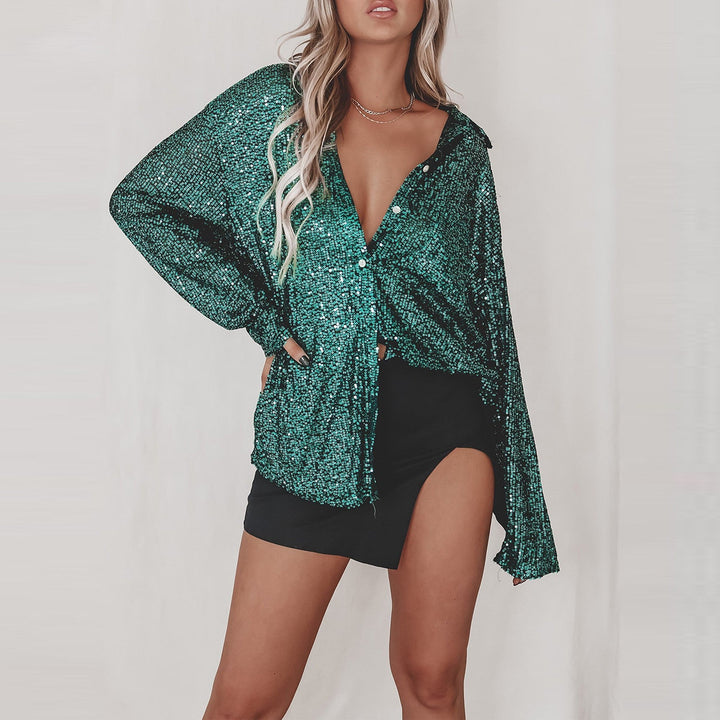 Women's Glittering Oversized Shirt Blouse Lune London