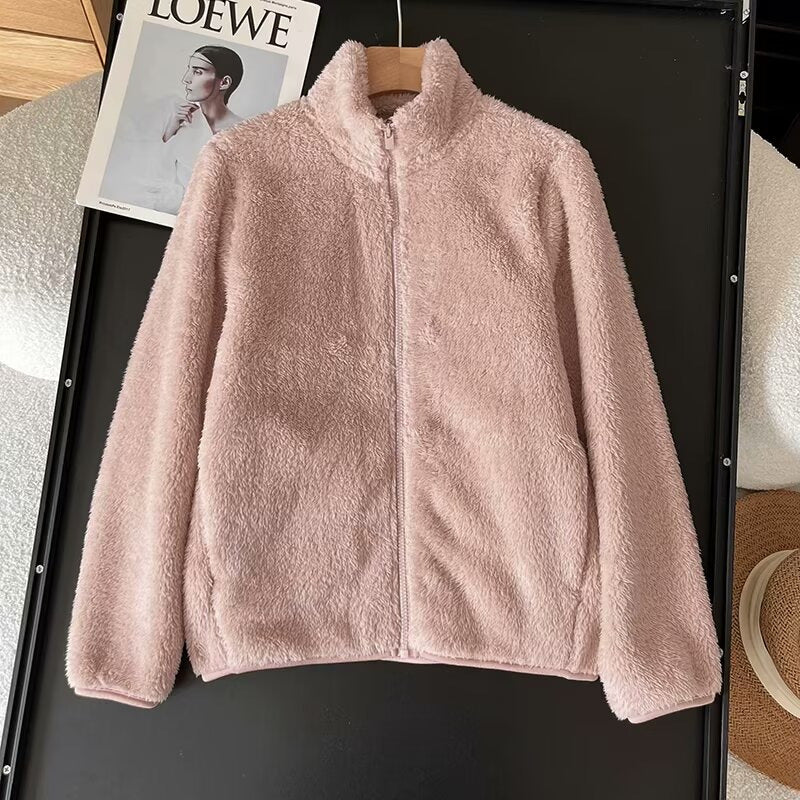 Veste en polaire moelleuse pour femmes avec col haut et fermeture éclair Chic & Stil