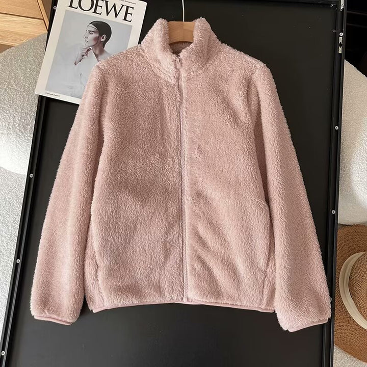 Veste en polaire moelleuse pour femmes avec col haut et fermeture éclair Chic & Stil