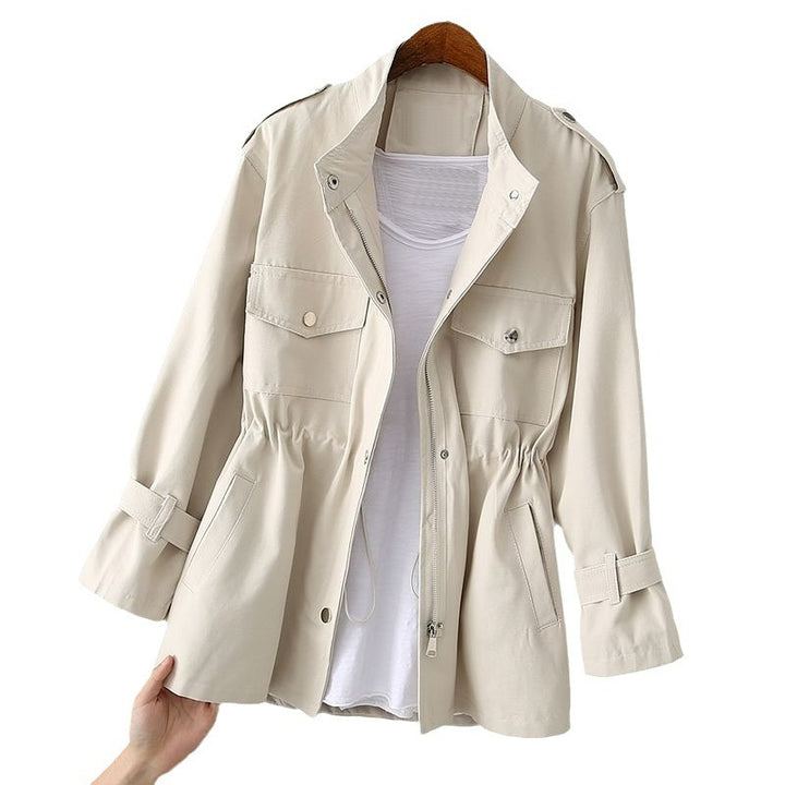 Ladies Practical Leisure Jacket with Adjustable Waist and Chic Style Pockets
