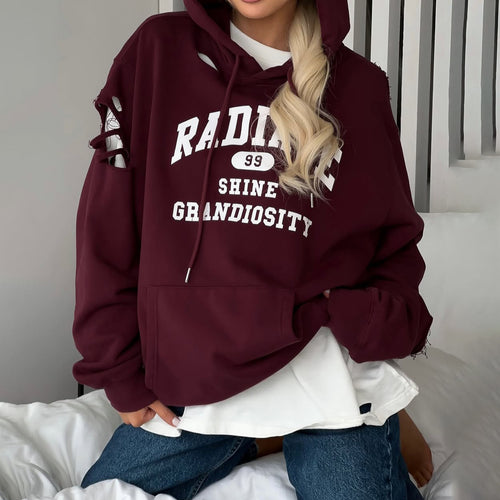 Oversized hoodie for women with trendy tear details Lune London