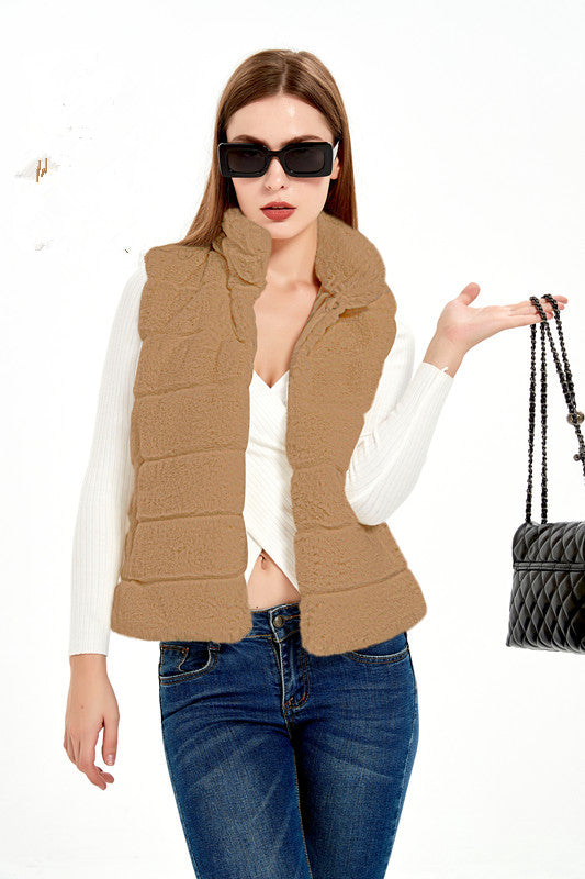 Ladies Quilted Gilet with High Collar and Practical Pockets Lune London