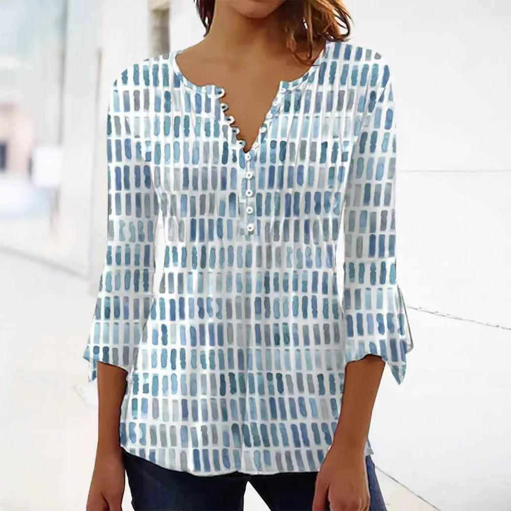 Blouse pour femmes au design graphique moderne avec détails de boutons Chic & Stil