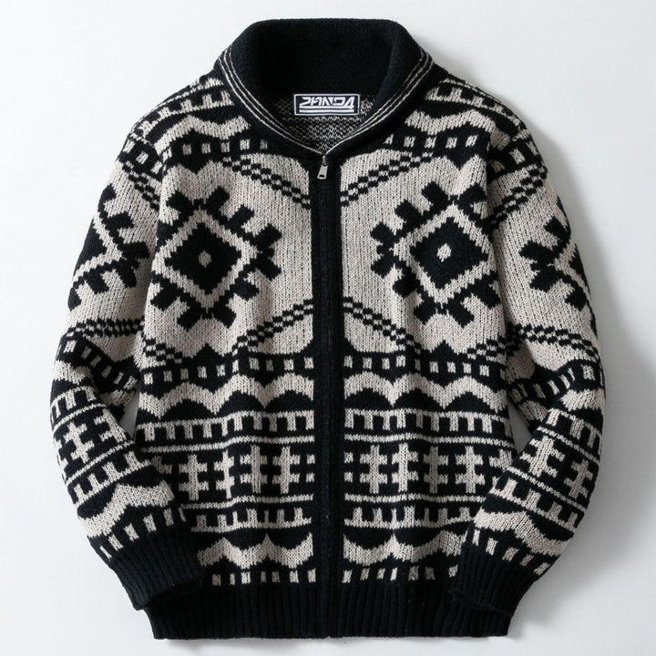Lune London geometric pattern design knit jacket for men