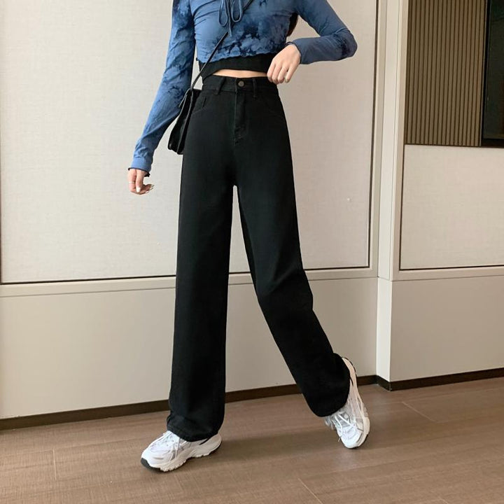 Pantalon en denim large pour femme avec taille haute Chic & Stil
