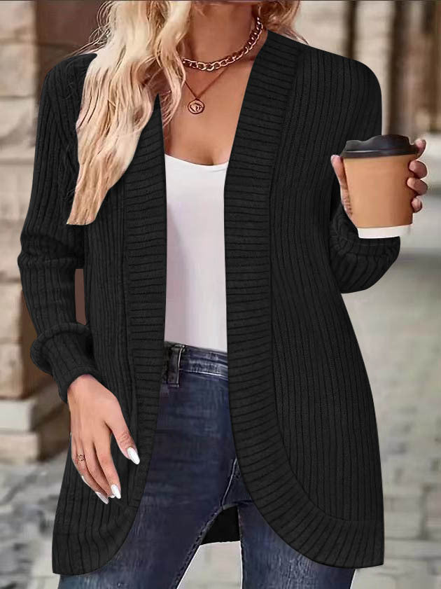Women’s comfy knit cardigan with modern ribbed pattern Chic and Style