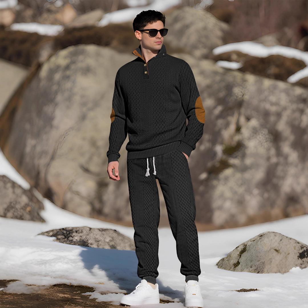Comfortable knitted sweater for men with a high collar and trendy buttons Lune London