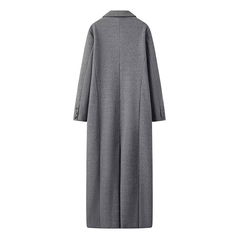 Elegant women's long wool coat with double-breasted buttons Lune London