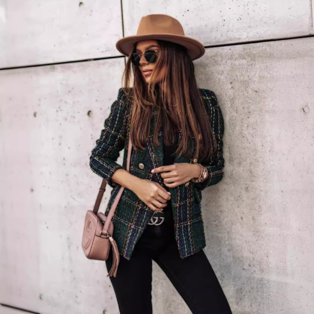 Elegant checked blazer jacket for women Lune London