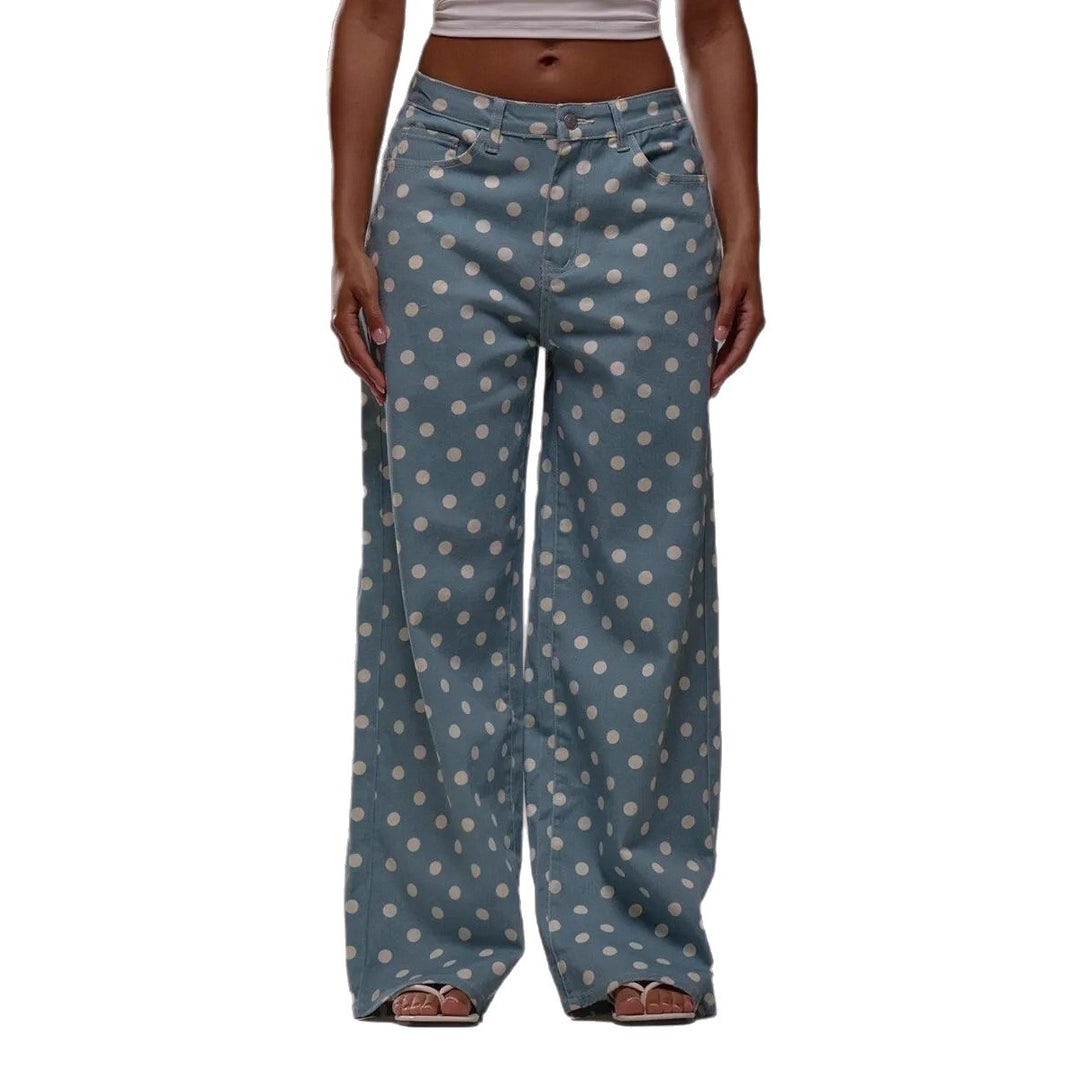 Ladies wide Polka-Dot Palazzo pants with high-waist cut Lune London