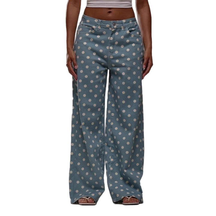 Ladies wide Polka-Dot Palazzo pants with high-waist cut Lune London