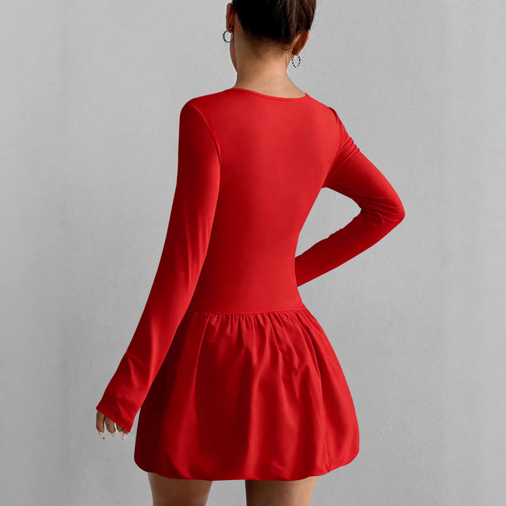 Women’s figure-flattering dress with long sleeves and gathered hem Lune London