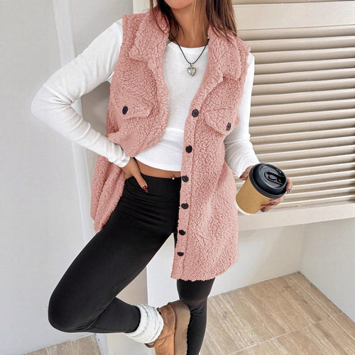 Women soft fleece vest with patch pockets Lune London