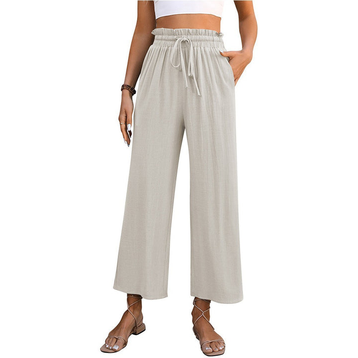 Ladies Comfortable Wide Leg Pants with Elastic Waist and Side Pockets Lune London