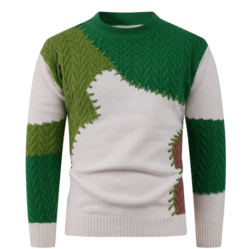 Fashionable knit sweater for men with a creative patchwork design Lune London