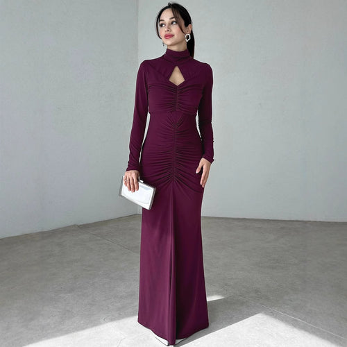 Elegant maxi dress for ladies with a high design and refined gathered elements Lune London