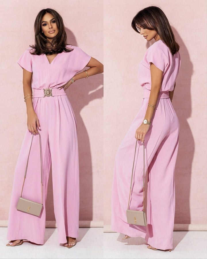 Women’s jumpsuit with wide leg and belt Lune London