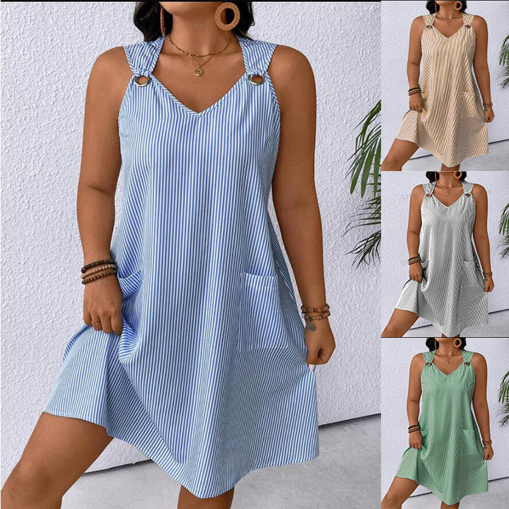 Casual dress for women with V-neck and practical pockets Lune London