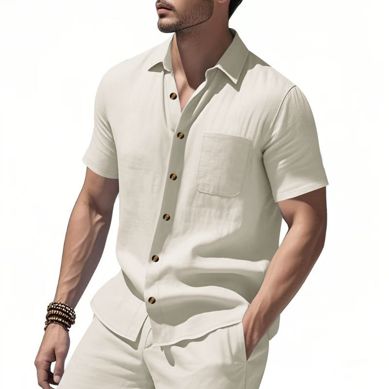 Short sleeve shirt for men with chest pocket and trendy button details Lune London