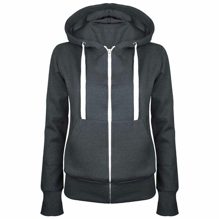 Ladies Hooded Sports Jacket with Practical Pockets and Zipper Lune London