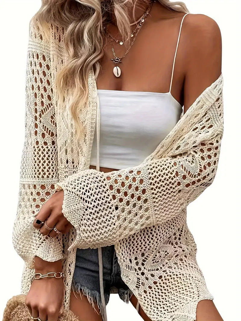 Ladies' knit kimono with an airy mesh structure Lune London